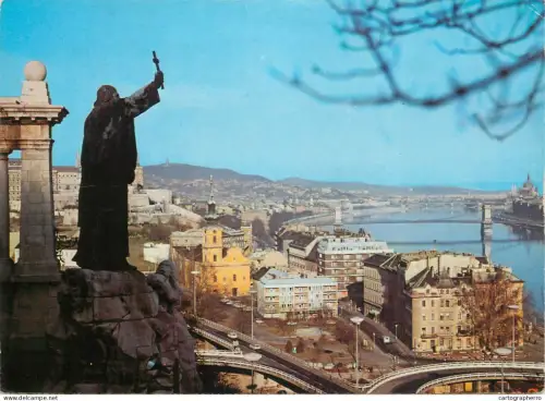 A5310 Hungary Budapest St Gellert statue and cityscape