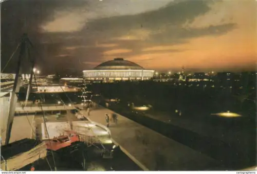 A5309 Romania Bucuresti Pavilionul Expozitiei Realizarilor Nationale aspect nocturn
