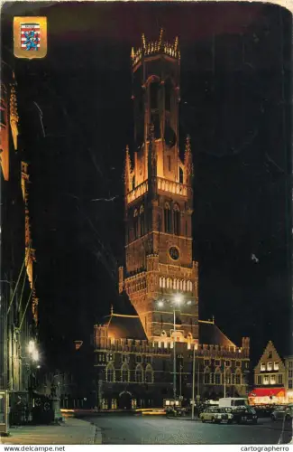 A5308 Belgium Brugge Halles et Beffroi vue de nuit