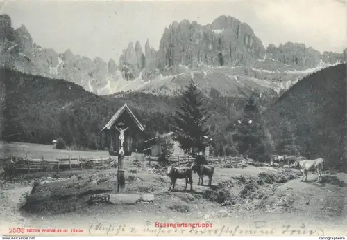 A5814 Catinaccio Rosengartengruppe Cortina 1909