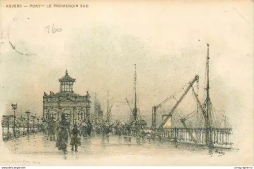 A5302 Belgium Anvers Port - le Promenoir Sud signed artwork