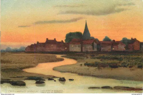 A5302 England Bosham Sussex C.W. Faulkner & Co. signed illustration