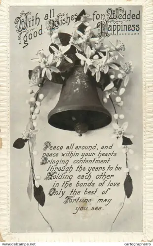 A5301 Holidays and celebrations With all good wishes for wedded happiness greetings embossed postcard