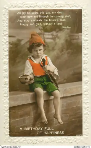 A5301 Holidays and celebrations Birthday greetings upset child image embossed postcard