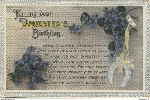 A5301 Holidays and celebrations greetings For my Daughter Birthday floral design embossed postcard