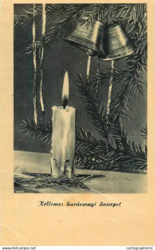 A5301 Holidays and celebrations greetings Christmas bells and lit candle ornament