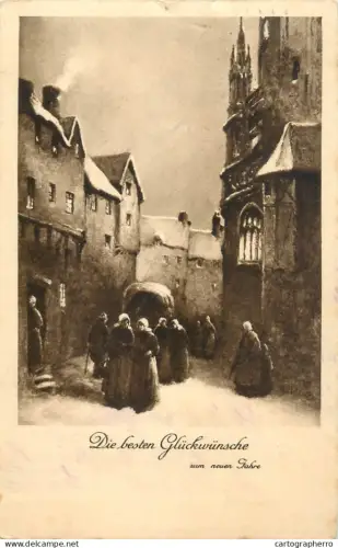 A5301 Holidays and celebrations greetings Die besten Gluckwunsche zum neue Jahre vintage postcard