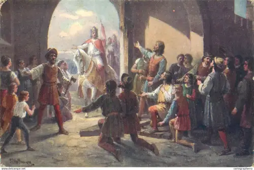 A5798 Czech history medieval Bohemia and Emperor of the Holy Roman Empire Charles IV Matthauser fine art postcard