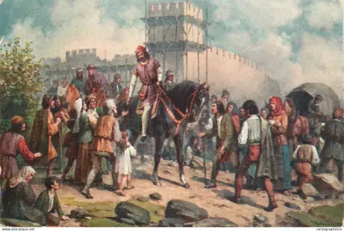 A5798 Czech history medieval Bohemia and Emperor of the Holy Roman Empire Charles IV Matthauser fine art postcard