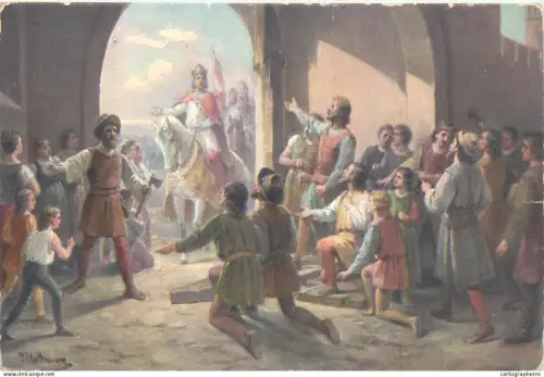 A5798 Artist Josef Mathauser - Pražští měšťané otevírají brány Janu Lucemburskému