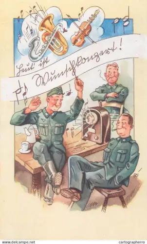 A5799 Humour military humor comic soldiers radio music Soldatenleben