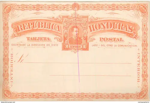 A5799 Honduras 1891, Postcard 2c