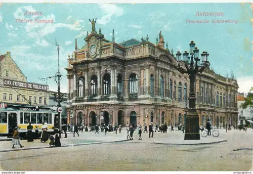 A5804 Antwerpen Anvers Theatre Flamand tram tramway 1916 Feldpost Postkarte