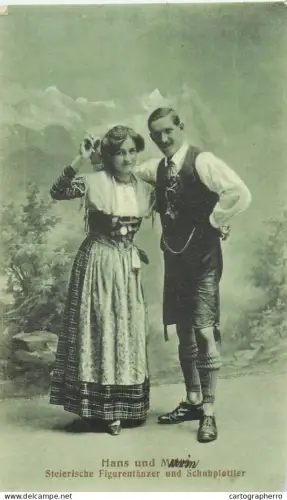 A5803 Steierische Figurentanzer und Schuhplattler dancers duo entertainers Austria