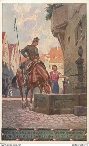 A5796 Paul Hey Volksliederkarte Nr. 37 Mein Schatz ist a Reiter