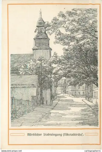 A5803 Auerbach - Northern town entrance - St. Nicholas Church Nikolaikirche