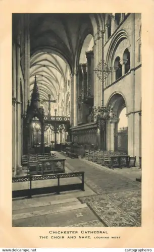 A5299 England Chichester Cathedral the choir and nave Tuck's postcard
