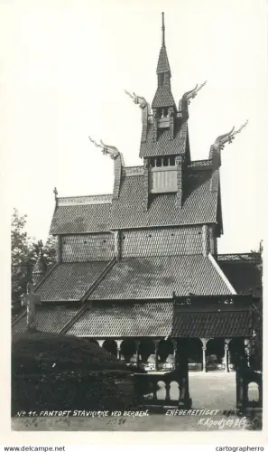 A5802 Norge Norway Norvège Stavkirke ved Bergen RPPC