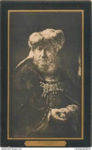 A5298 Portrait of a man in oriental costume - A Rabbi - by Rembrandt