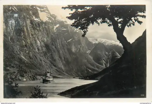 A5801 Norge Norway Norvège fjord ship RPPC 1934