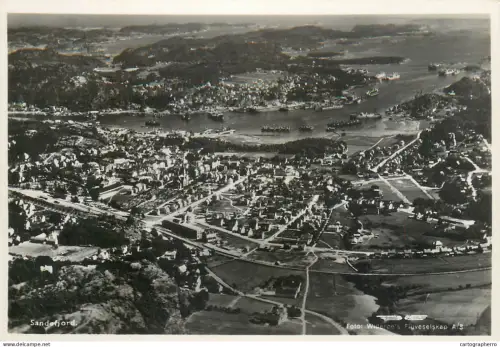 A5801 Norge Norway Norvège Sandefjord aerial view RPPC