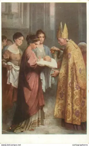 A5288 Fine art postcard St Margarethen in Berndorf "Taufe der heilige Margareta" von Zimmermann