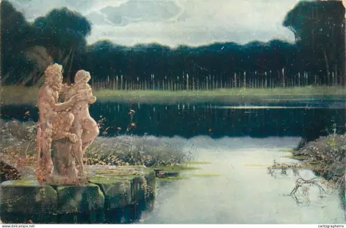 A5288 Fine art postcard Solitude statues illustration E. Serra artwork