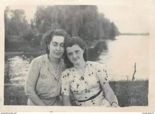 Anonymous persons two women friendship souvenir photo Romania