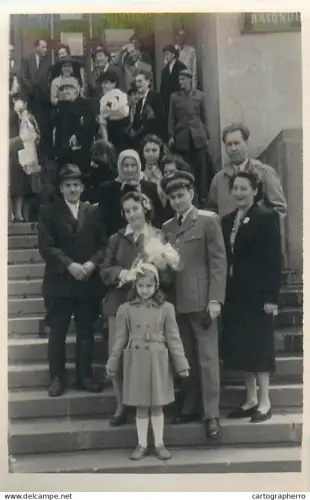 Anonymous persons family event large group souvenir photo Romania