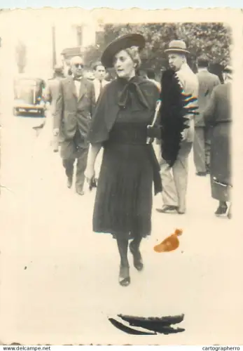 Anonymous persons elegant woman with vintage souvenir photo Romania