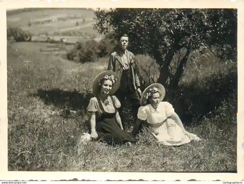 Anonymous persons Romania family group souvenir photo