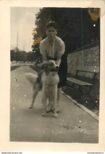 Anonymous persons Romania young lady with dog