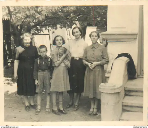 Anonymous persons children & family group souvenir photo Romania
