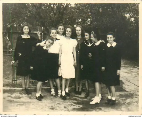 Anonymous persons girls school prom souvenir photo Romania