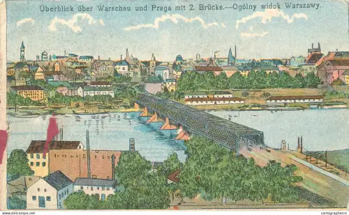 A5794 Polen Polska Pologne Warschau und Praha Brucke 1918