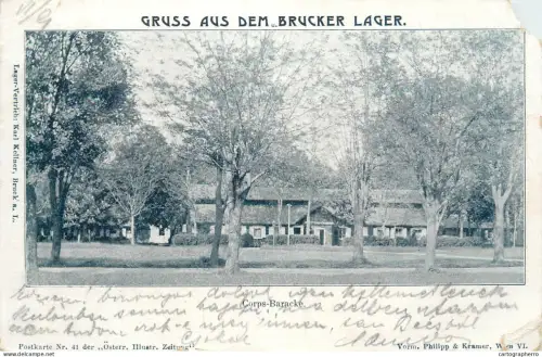 A5284 Gruss aus dem Brucker Lager Corps-Baracke