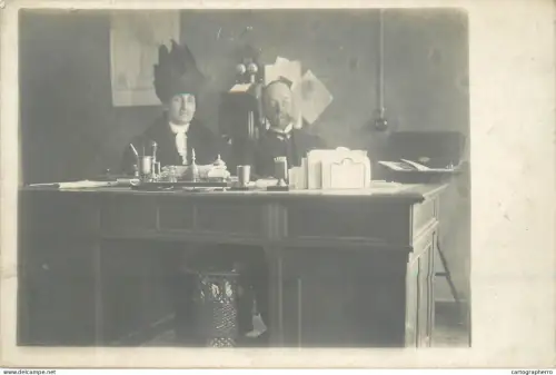 A5787 Photographic postcard office interior to identify somewhere in Romania