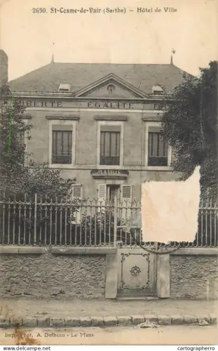 A5115 France carte postale avec défaut St Cosme de Vair hotel de ville