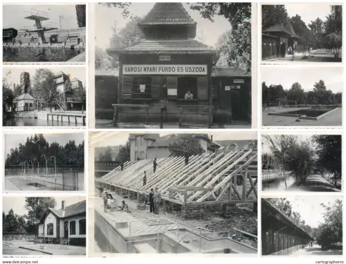 Lot of 10 photo postcards (8 x 12 cm) + 4 photos (6 x 9 cm) Romania Cluj-Napoca Kolozsvar Cluj Strandul Municipal 1940