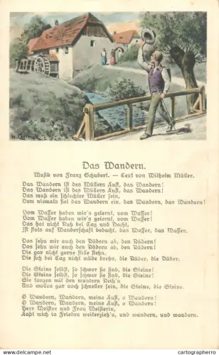 A5270 Das Wandern countryside windmill farmhouse types and scenes illustration