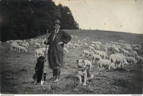 A5810 Vintage photographic postcard anonymous persons shepherd