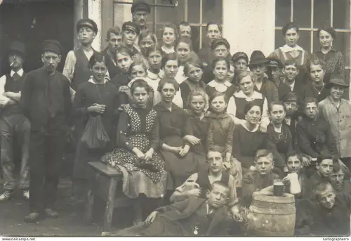 A5810 Vintage photographic postcard anonymous persons large group