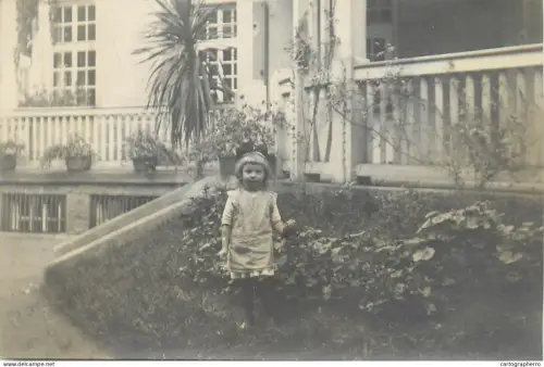 A5810 Vintage photographic postcard anonymous persons girl souvenir