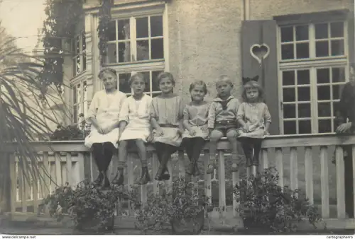 A5810 Vintage photographic postcard anonymous persons children group souvenir