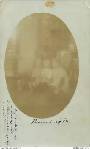 A5810 Vintage photographic postcard anonymous persons children souvenir Munchberg 1914