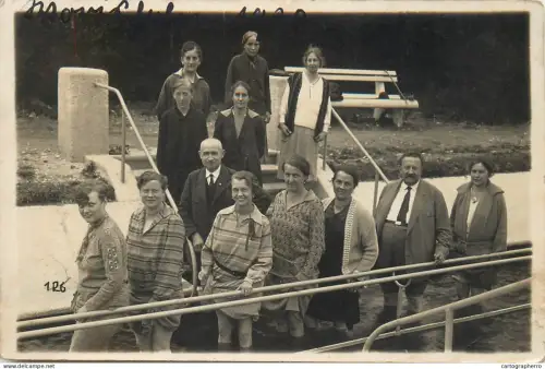 A5810 Vintage photographic postcard anonymous persons tourists souvenir 1928