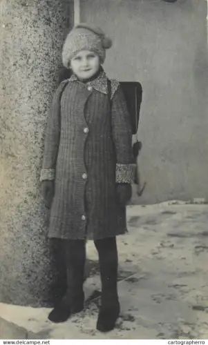 A5810 Vintage photographic postcard anonymous persons schoolgirl souvenir