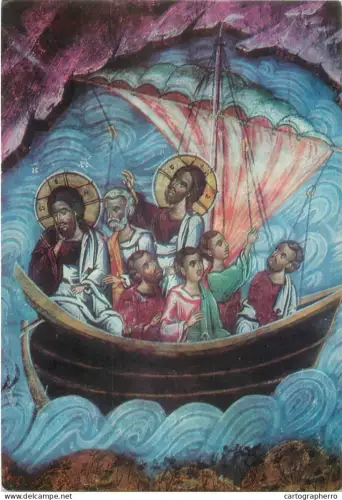 A5315 Bulgaria Nessebar L'Eglise St Stefan Fresque Scène religieuse de l'apaisement de la tempête en mer