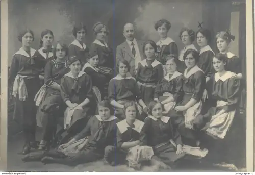 A5846 Photo postcard girls school prom souvenir