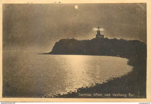 A5845 Denmark Samsø lighthouse postcard 1930
